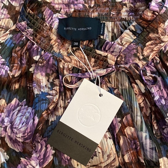 NWT Birgitte Herskind Gajol Blouse Blooming Floral Metallic  38 - Picture 5 of 13